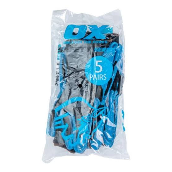 OX POLYESTER LINED NITRILE GLOVE 5PK