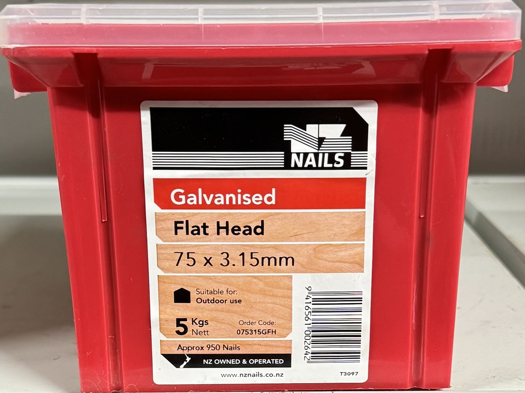 NAIL 5KG  75 x 3.15MM GALV FLAT HEAD