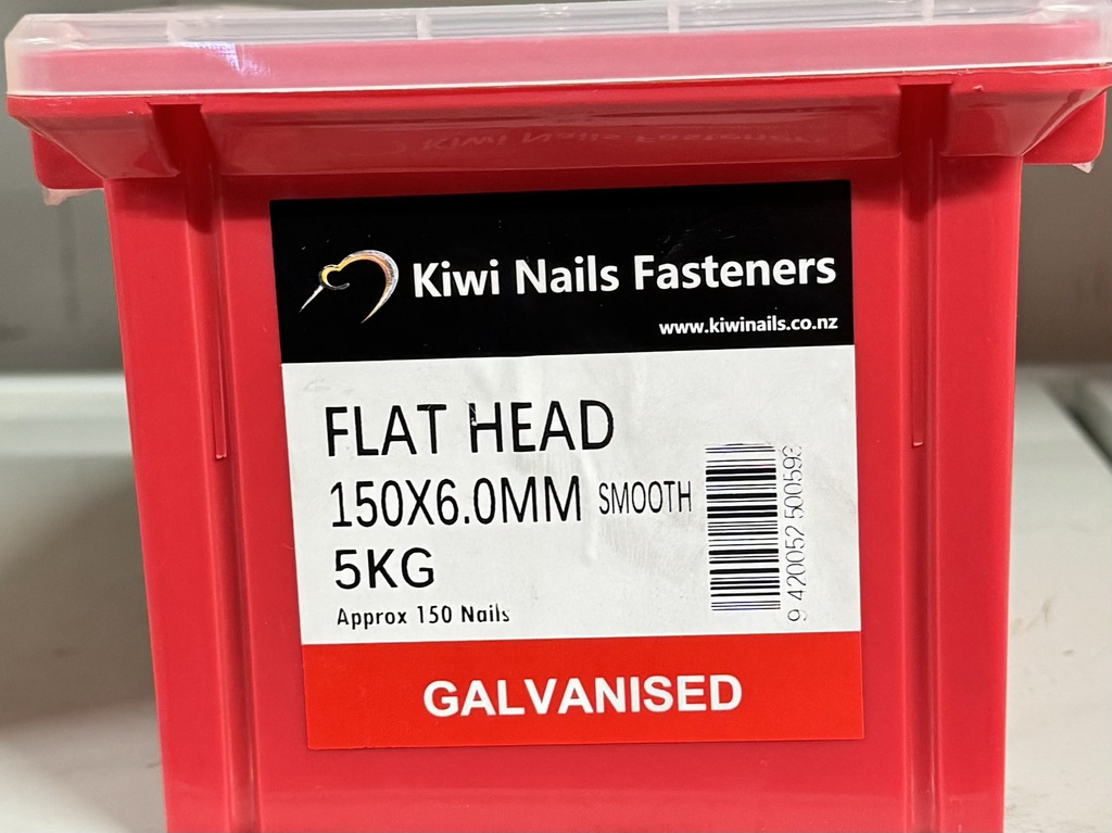 NAIL 5kg 150 x 6.0MM  GALV FLAT HEAD