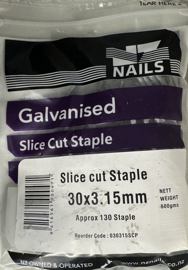 NAIL 500g  30 x 3.15mm GALV S/C STAPLE