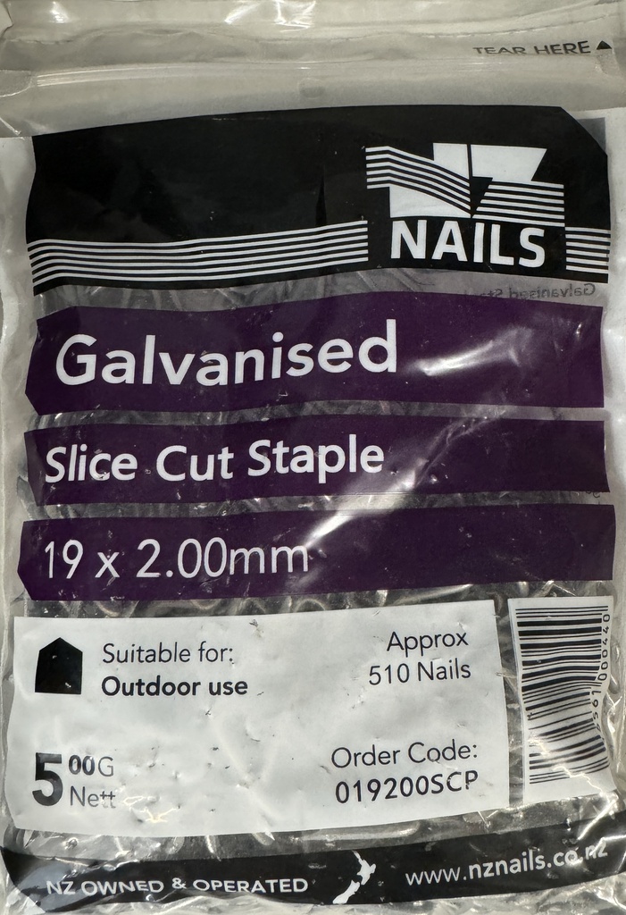 NAIL 500g  19 x 2.0mm  GALV S/C STAPLE