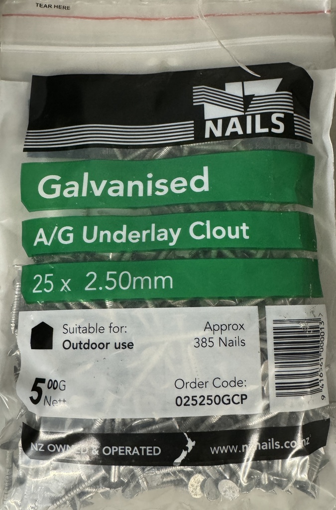 NAIL 500g  25 x 2.5mm  GALV ANNULAR