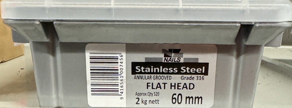 NAIL 2KG  60 x 3.15mm STAINLESS A/GROOVE