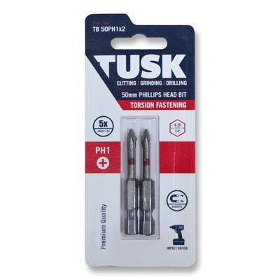 TUSK TORSION BITS PH1 50mm 2pc