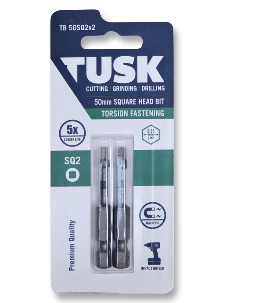 TUSK TORSION BITS SQ1 50mm 2pc