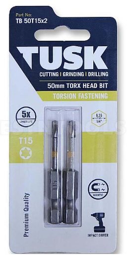 TUSK TORSION BITS TORX 15 50mm 2pc