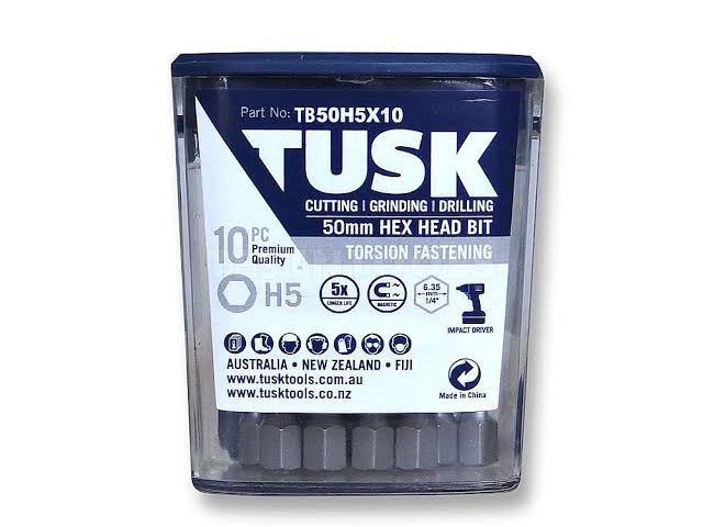 TUSK TORSION BITS HEX 5 50mm 10pc