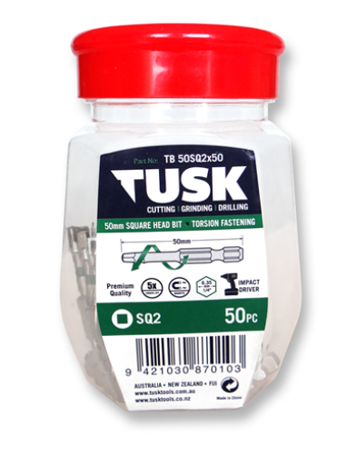 TUSK TORSION BITS SQ2 50mm 50pc