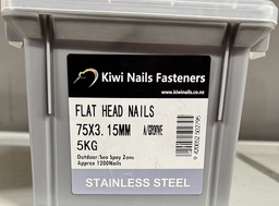 [118924] NAIL 5KG 75MM STAINLESS STEEL A/G FLAT HEAD