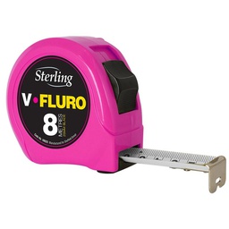 [V8025F] TAPE MEASURE STERLING FLURO CLR 8M x 25mm