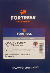 [105179] SCREW 10 X 75 RAISED HEAD DECKSCREW S/S 1000 Milson