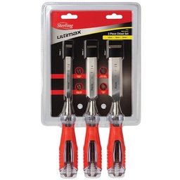 [CHISELSET3] STERLING ULTIMAX 3PCE WOOD CHISEL SET